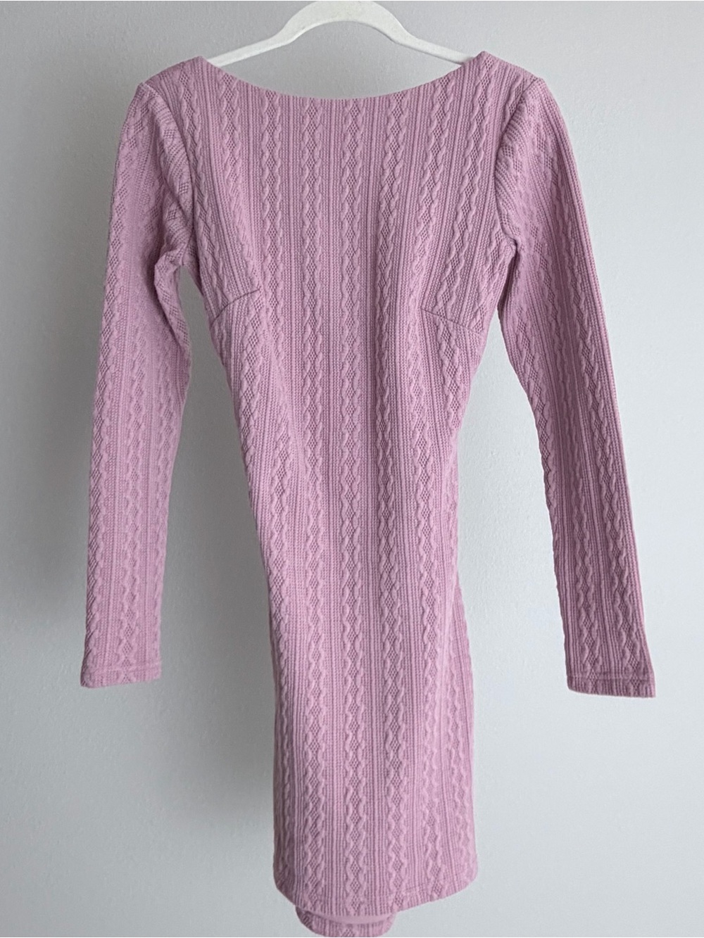 Selfie Leslie Pink Textured Long Sleeve Bodycon Dress